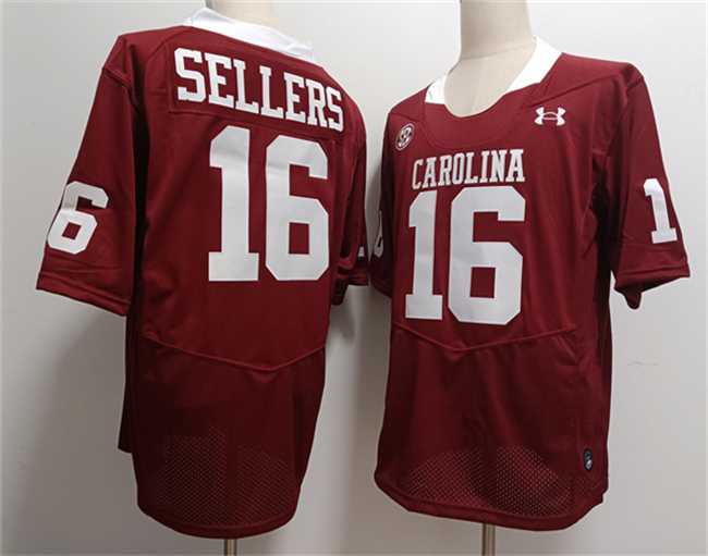 Mens South Carolina Fighting Gamecocks #16 LaNorris Sellers Garnet Stitched Jersey